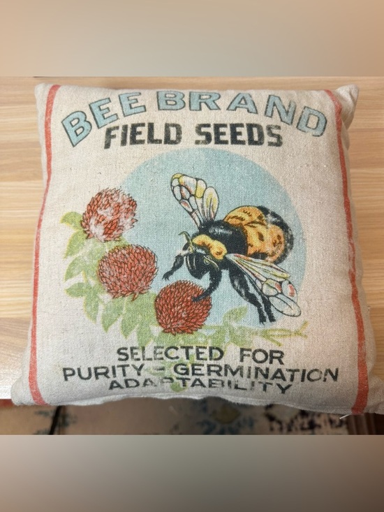 Primitives by Kathy Linen Pillow with Bee and Red Stripe - Picture 5 of 7